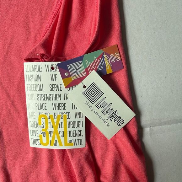NWT LuLaRoe TANK TOP Solid Coral Pink Sleeveless Plus Size 3XL Casual - Picture 4 of 8
